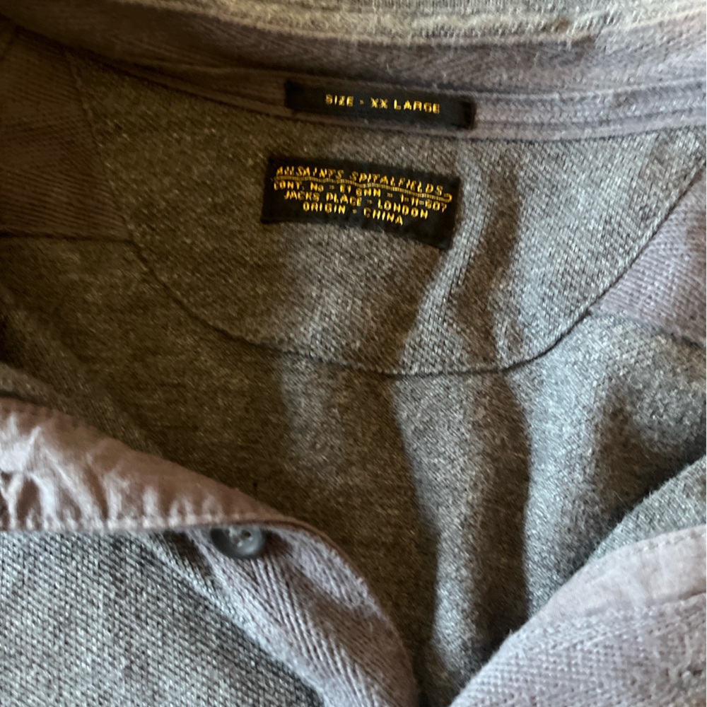 All Saints Polo, Heather Gray Slim Fit- Size XL